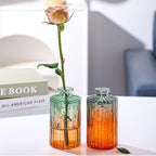 Glass Bud Vases Set of 5, Decorative Glass Bottles, Retro Gradient Color | Mini Vases for Tabletop Centrepiece Decor, Wedding Party Reception, Home Dining, Cafe, Restaurant(Orange to Green)