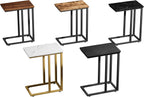 VECELO Universal C-Shaped Side Table, Multi-Functional Snack & TV Tray for Living Room, Bedroom, Black (2 Set)