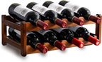 Bamboo Wine Rack, Kitchen Countertop Storage Cabinet Shelf, Pantry Wine Holder(2-Tiers 8-Bottles)