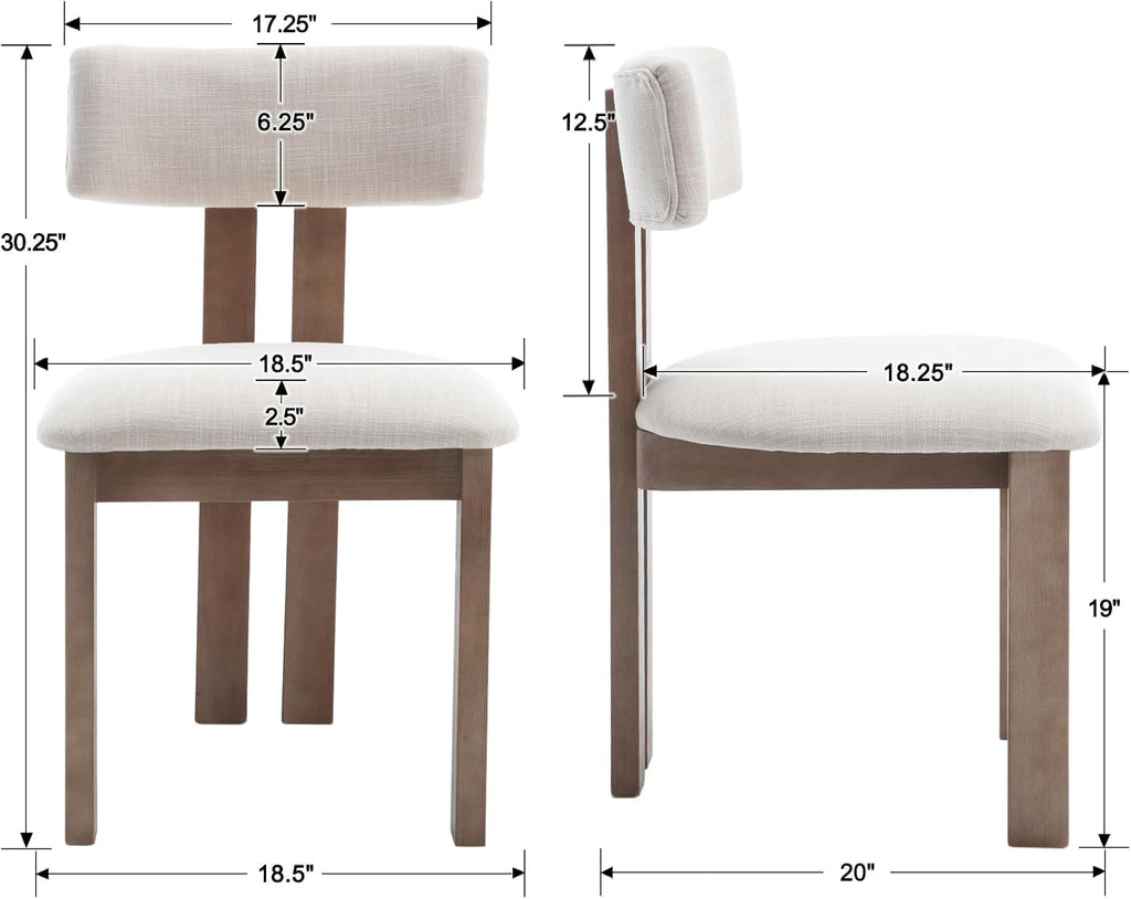 chairus Linen Dining Chairs Set of 4 Modern Farmhouse Kitchen Chairs with Open Slat Back Upholstered Wood Side Chairs for Dining Room, Restaurant, Living Room, Beige