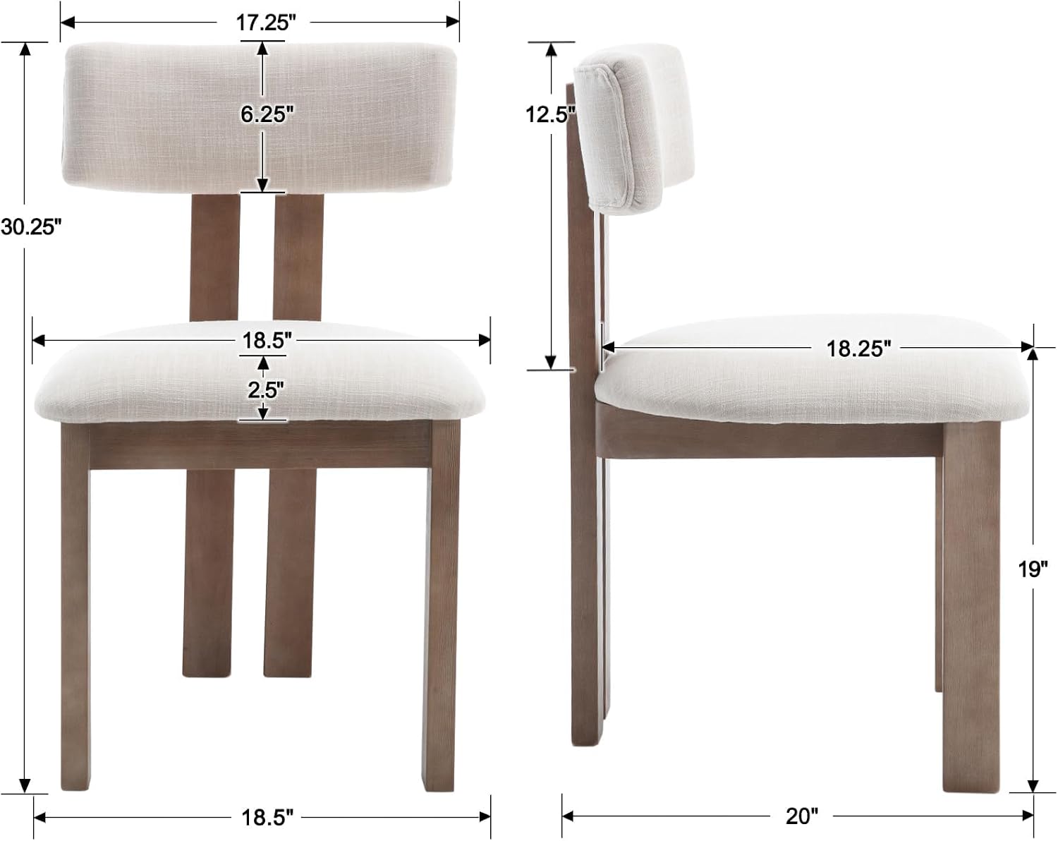 chairus Linen Dining Chairs Set of 4 Modern Farmhouse Kitchen Chairs with Open Slat Back Upholstered Wood Side Chairs for Dining Room, Restaurant, Living Room, Beige