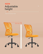 Meet perfect Office Chair, Ergonomic Desk Chair with Adjustable Height and Lumbar Support, Small Computer Mesh Chair Drafting Chair No Arms, Rolling Swivels Armless Conference Room Task Chair- Orange