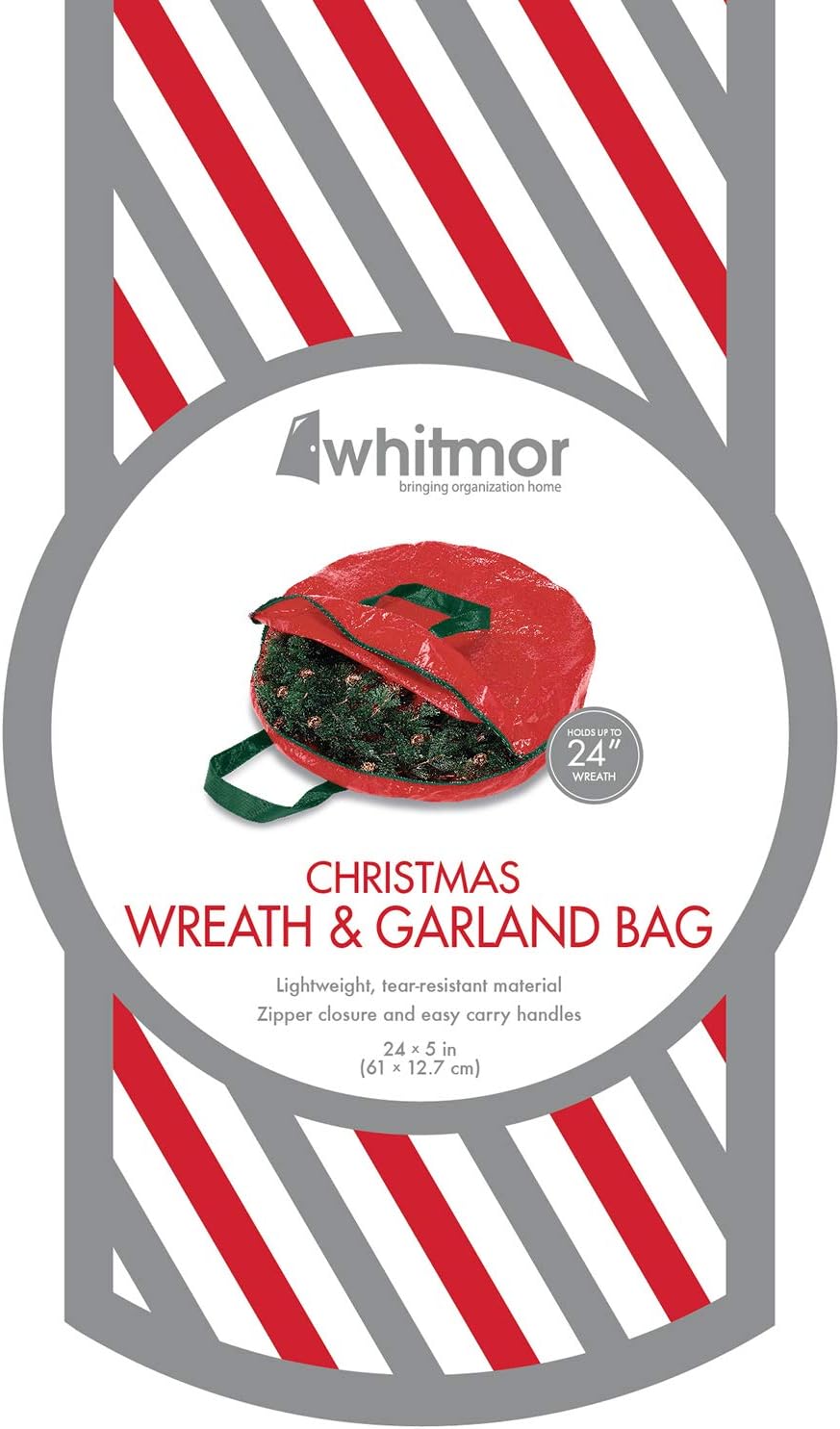 Whitmor Christmas Wreath & Garland Storage for 24" Wreath,Red