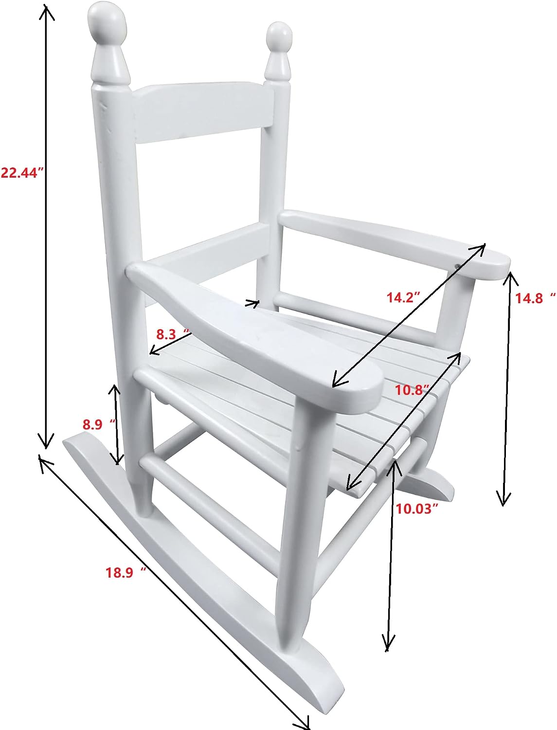 Children's Wooden Rocking Chair, White, Classic Style, Indoor Use, Kids Toddler Rocker