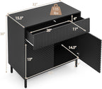 Giantex Buffet Cabinet with Storage, 32" Wide Coffee Bar Console Table with 2 Doors and 1 Drawer, Sideboard Credenza, Modern Fluted Storage Cabinet for Kitchen, Dining Room, Living Room (1)
