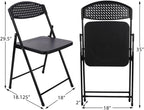 Lightweight Plastic Folding Chair, Portable, Breathable backrest, Non-Slip Rubber feet, Black.