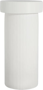 ø11.75'' Faux Stone Side Table Round End Table for Living Room, Modern Contemporary Pedestal Plant Stand, MGO Lightweight Concrete Material for Outdoor & Indoor, No Assembly, White