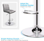 Leopard Modern Square PU Leather Adjustable Bar Stools with Back,Square Back Bar Stools, Counter Height Swivel Stool, 1 Chair (Light Grey)