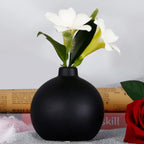 Black Ceramic Vase, Small Cute Flower Vase for Flowers Plants, Matte Vases for Modern Table Shelf Home Decor Wedding Boho Decor, Ceramic Vase for Pampas Grass Fluffy Stem Bouquet Flowers