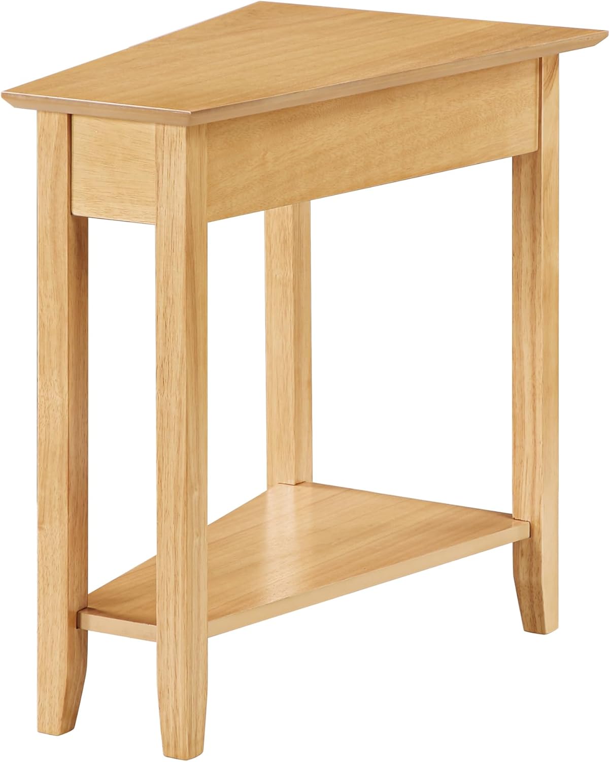 Convenience Concepts American Heritage Wedge End Table 24" - Classic Narrow Chairside Accent with Storage Shelf for Transitional Living Room, Ideal for Corners or in Between Chairs, Honey Oat