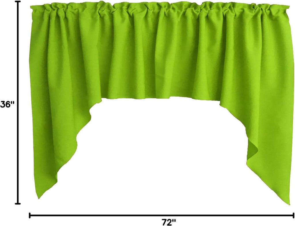 Zen Creative Designs Solid Poplin Swag Window Valance Home Décor Bedroom Nursery Kitchen Window (Lime Green)
