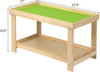 Costzon 2 in 1 Kids Activity Table w/Storage, Patented Building Block Table w/Board for Bricks Crafts Arts Draw, Children Solid Wood Play Table Desk for Preschool Toddler Boy & Girl Gift, Natural