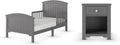 Child Craft Hampton Toddler Bed and Nightstand Bedroom Furniture Set, 2 Piece, Low to Ground Bed Design (Cool Gray)
