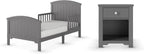 Child Craft Hampton Toddler Bed and Nightstand Bedroom Furniture Set, 2 Piece, Low to Ground Bed Design (Cool Gray)
