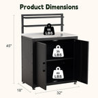 FEASTO Outdoor Potting Bench Table with Storage Cabinet, Stainless Steel Garden Workstation with Raised-Edge Top, Adjustable Shelf & Removable Hutch, Potting Table for Patio, Balcony, Black/Coffee