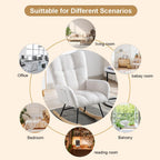 Rocking Chair Nursery, Teddy Upholstered Glider Rocker with High Backrest, Reading Chair Modern Rocking Accent Chairs Glider Recliner for Living Room, Nursery, Bedroom,White