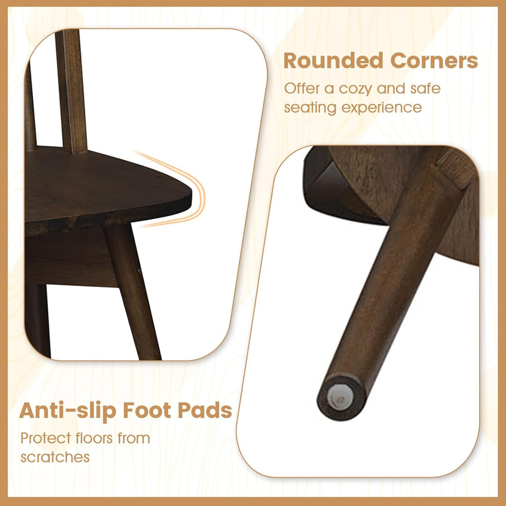 Giantex Windsor Dining Chairs Set of 2, Farmhouse Swivel Kitchen Chairs with Spindle Back, Solid Rubber Wood Frame, Mid Century Armless Dining Room Chairs for Home Kitchen Restaurant, Walnut