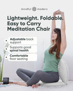 Mindful Modern Meditation Chair | Adjustable Floor Chair with Back Support | Padded Floor Seat for Posture Support and Comfort | Portable Folds Flat for Storage | Indoor/Outdoor Use | Classic White
