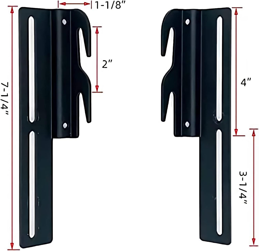 2Pcs #711 Bolt-On to Hook-On Bed Frame Conversion Brackets for Headboard or Footboard,Bed Hook Adapter kit with Hardware, Hook on Bed Rails Brackets(Black)