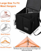 Qozary 2 Pack Clothes Hanger Organizer Bag-Rigid Hanger Storage Containers with Lid for Dustproof, Large Hanger Holder, Hanger Caddy Organizer Box with Handle-Keep Hangers Separate