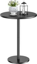 Small Round Side Table, Pedestal Accent End Table with Marble Base for Living Room, 15.8 x 15.8 x 21 Inches, Black