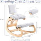 VDNEND Ergonomic Kneeling Chair with Back Support,Wooden Kneeling Chair Desk for Work, Rocking Office Kneel Chairs for Relieve Back Pain, Kneeling Posture Chairs for Gaming,Home (Light Gray)