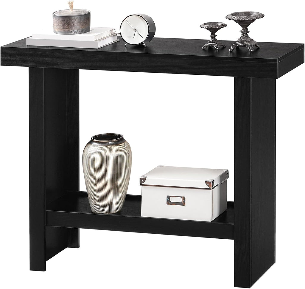 MAHANCRIS Console Table, 39.4'' Black Rectangular Entryway Table, Modern Console Table with Storage, Sofa Tables for Hallway, Foyer, Living Room, Easy Assembly, Black CTHB16801