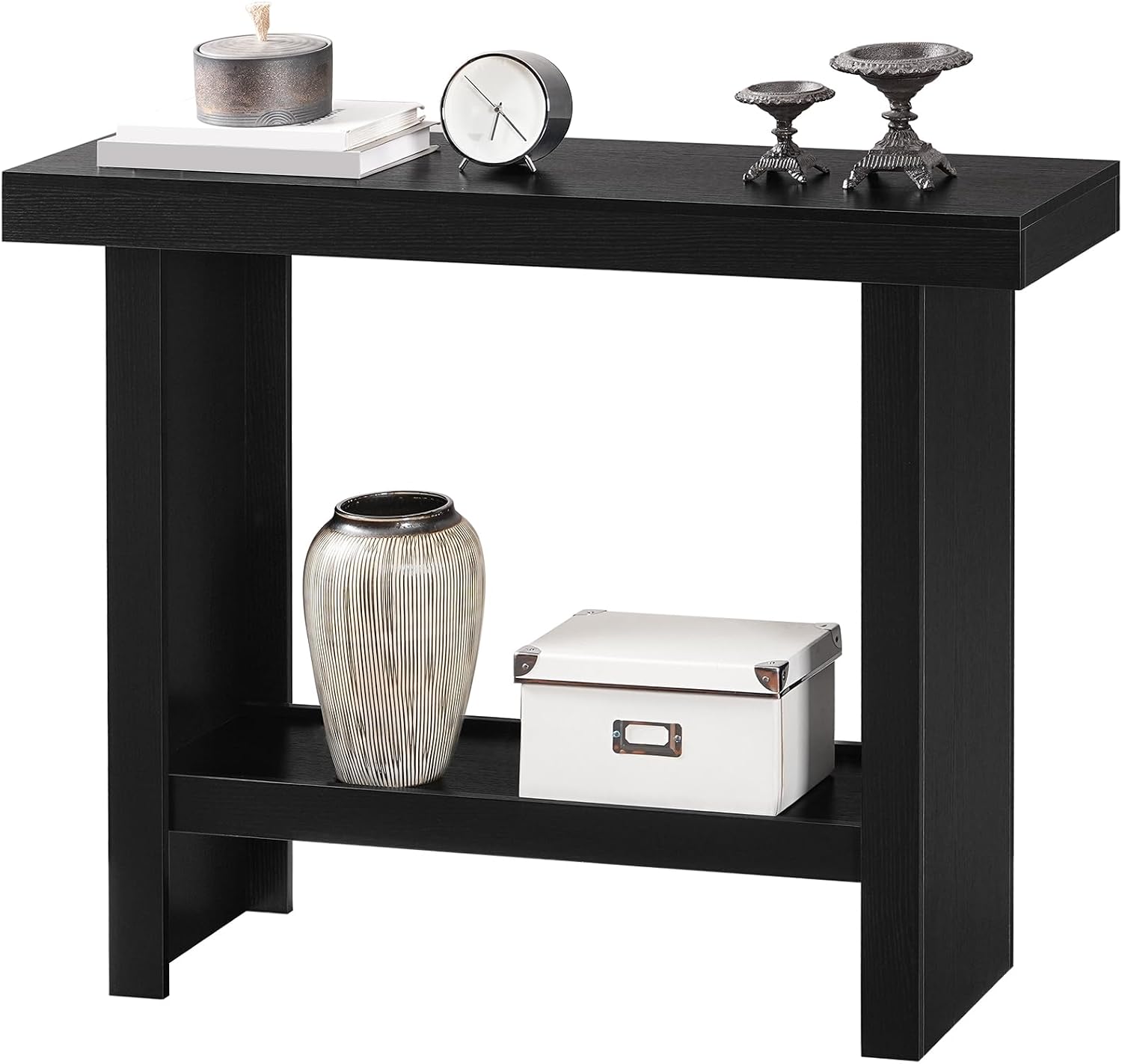 MAHANCRIS Console Table, 39.4'' Black Rectangular Entryway Table, Modern Console Table with Storage, Sofa Tables for Hallway, Foyer, Living Room, Easy Assembly, Black CTHB16801