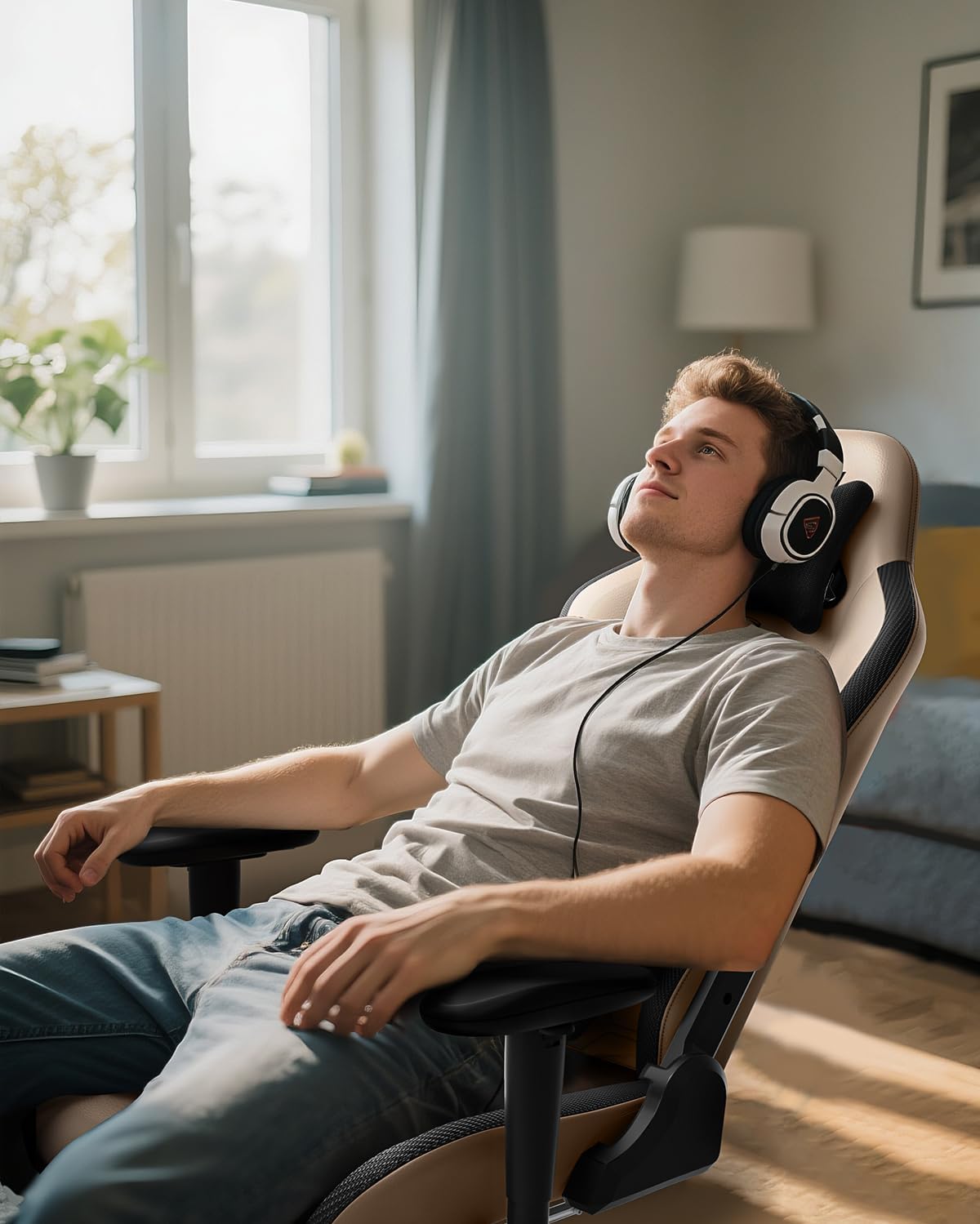 AutoFull C3 Gaming Chair, Racing Style Gaming Chair with Ergonomic Lumbar Support,Adjustable High Back PU Leather PC Chair with Footrest,Brown