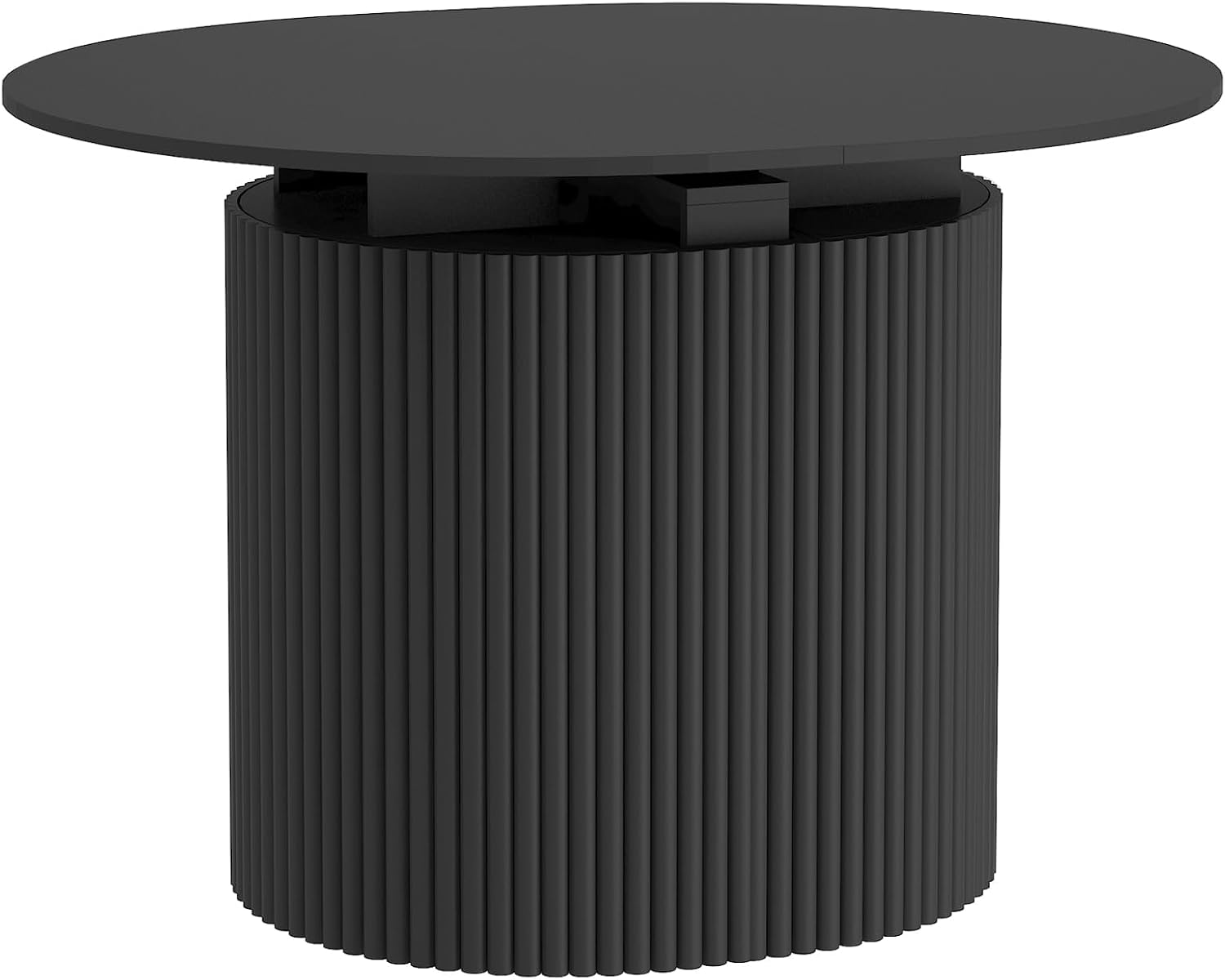 SSLine Oval Extendable Dining Table for 4-14 People, 44"-132" Extra-Long Expandable Kitchen Table with Fluted Base, Modern Large Extendable Table for Gatherings, Meeting, Dining Office Areas (Black)