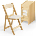 VINGLI Resin Folding Chairs with Cushion, Foldable Plastic Chair with Comfortable Padded Seats, Perfect for Event Party Indoor Outdoor, Natural, 8 PC