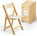 VINGLI Resin Folding Chairs with Cushion, Foldable Plastic Chair with Comfortable Padded Seats, Perfect for Event Party Indoor Outdoor, Natural, 8 PC