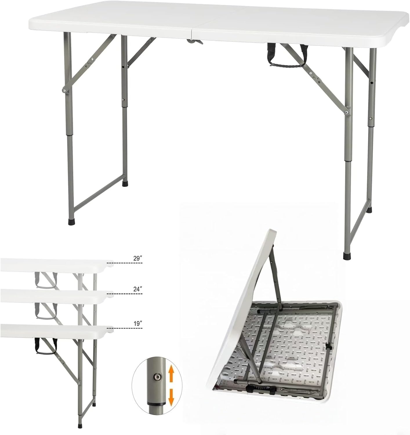 120CZ Folding Table Portable Small Table Semi Practical Table Small Indoor and Outdoor Adjustable Height with Handle Folding Table, Camping and Gathering