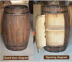 Wood Whiskey Barrel Tables, Barrels Side Table with Door, Bar Decorative Wine Cabinet with Shelf for Home, Wine Cellars and Bar(23.62 * 15.35in)