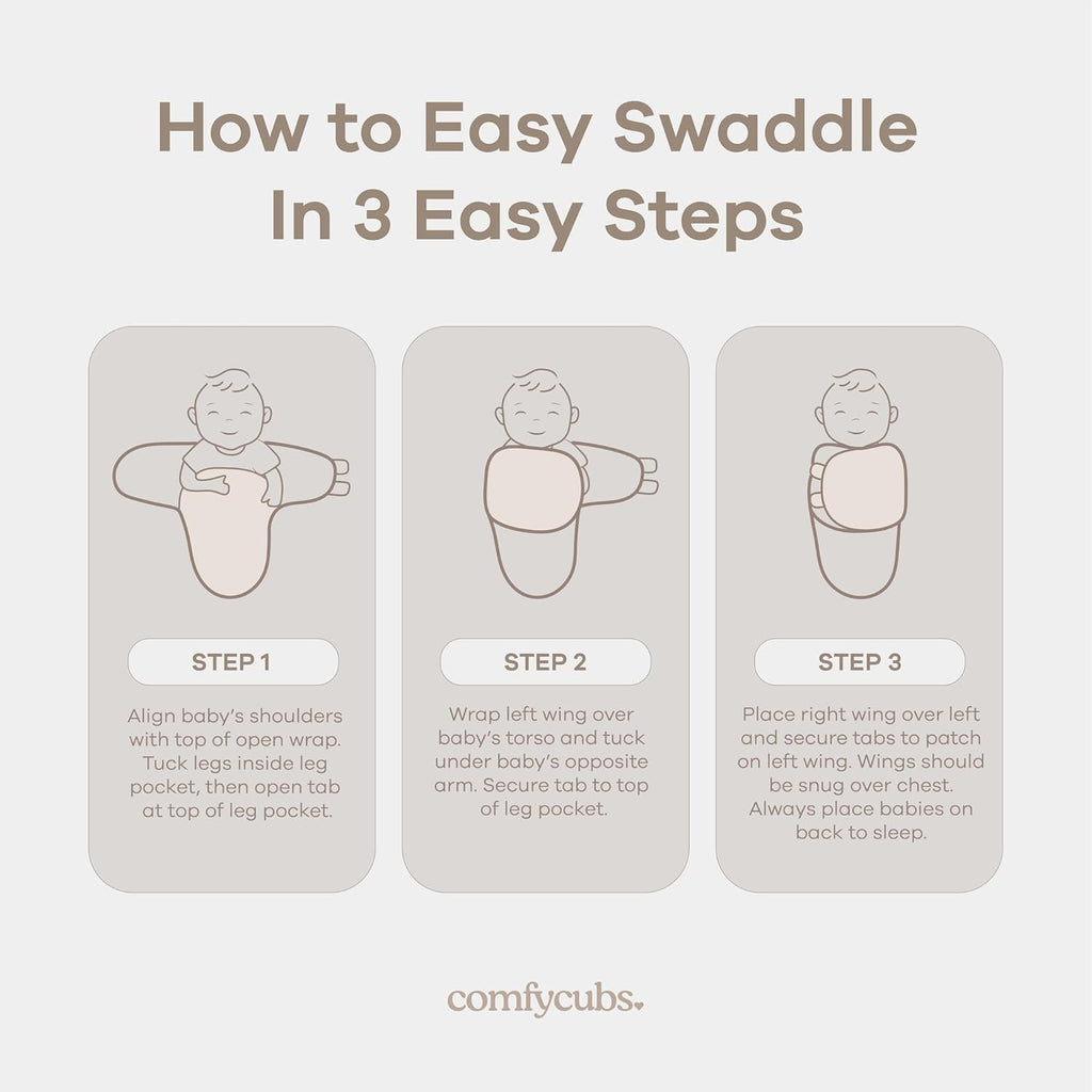 Comfy Cubs Easy Swaddle Blanket, 3 Pack - 100% Cotton Newborn Wrap, Small for 0-3 Months Infants, Breathable and Durable Sleep Sack for Babies - Blush, Mauve & Mulberry
