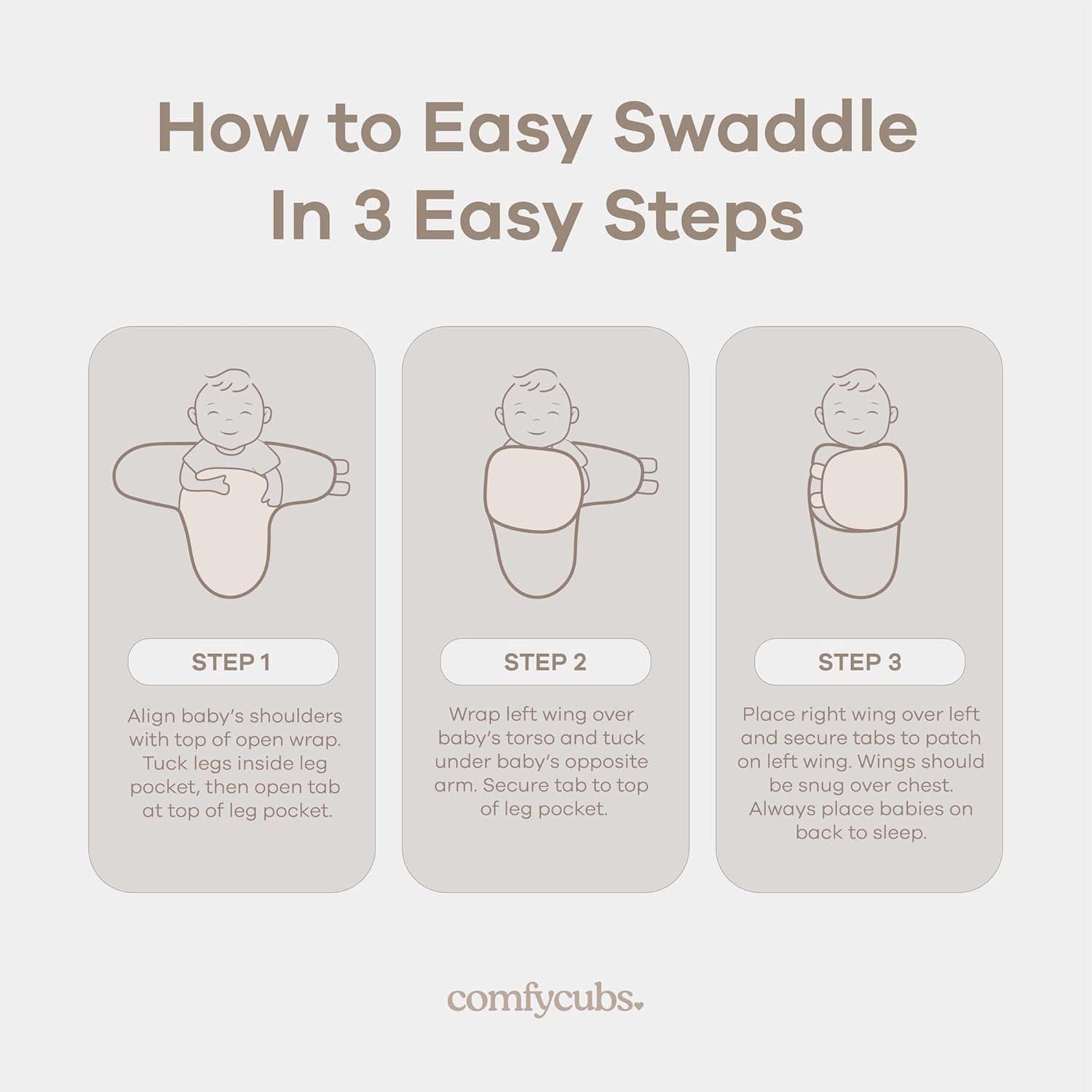 Comfy Cubs Easy Swaddle Blanket, 3 Pack - 100% Cotton Newborn Wrap, Small for 0-3 Months Infants, Breathable and Durable Sleep Sack for Babies - Blush, Mauve & Mulberry