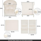 5PCS Glider Rocker Replacement Cushions Thick Soft Velvet Glider Cushions Replacement Set with Ottoman Cushion and Storage Pockets for Nursery Wooden Rocking Chair, Beige