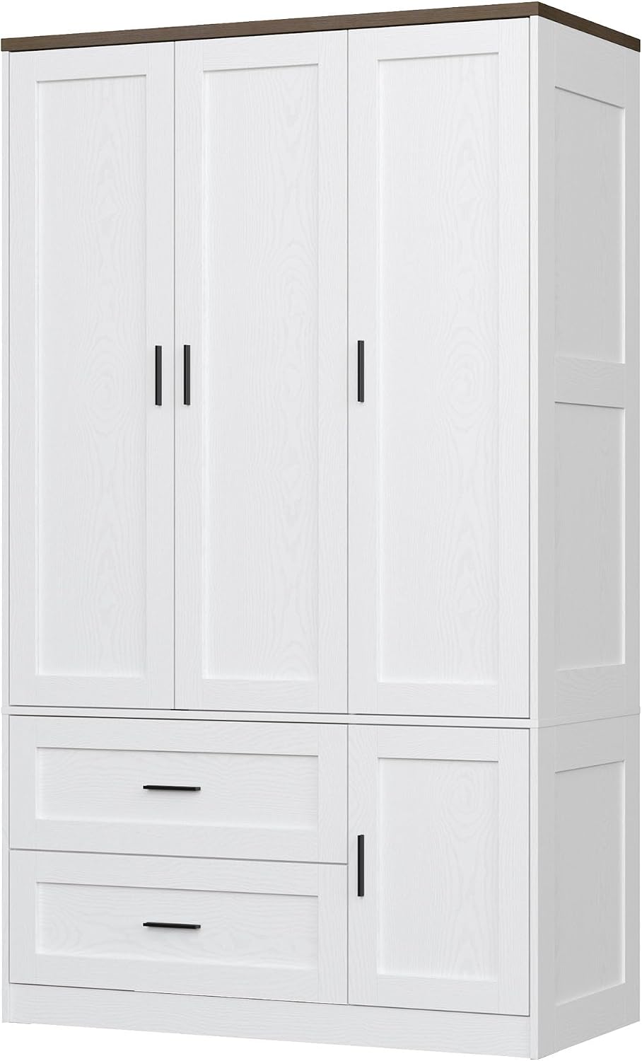 ANCTOR Freestanding Wardrobe Closet 70.6" H, Tall Armoire Wardrobe Closet 3 Doors with Hanging Rod, Drawers, Adjustable Cube Shelves and a Closed Cabinet Organizer Modern Bedroom Clothes Cabinet