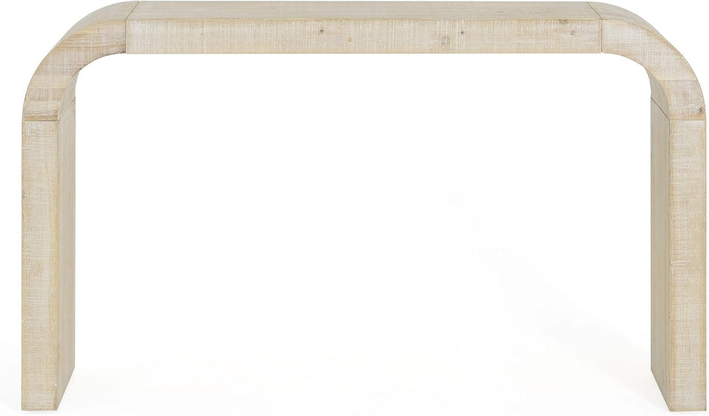52" Wood Console Table with Curved Edge, Natural Texture, Perfect for Entryways and Living Rooms