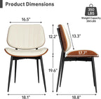 Dining Chairs Set of 2, Mid Century Modern Dining Room Chairs, Upholstered Faux Leather Kitchen Chairs with Walnut Bentwood Back and Metal Legs for Kitchen Dining Room Living Room, PU Beige