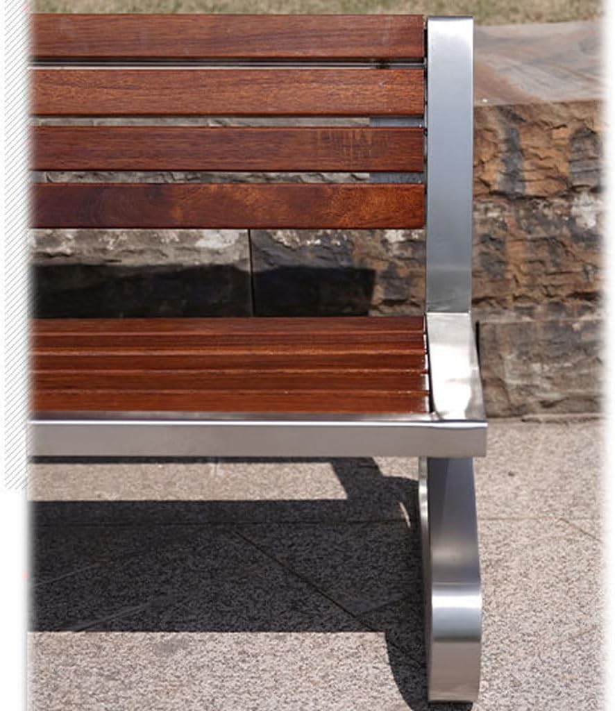 Patio Benches for Outdoors Park ChairOutdoor BenchStainless Steel BenchSolid Wood LeisureSquare CourtyardOutdoor Art Seating Garden Benches for Outdoors