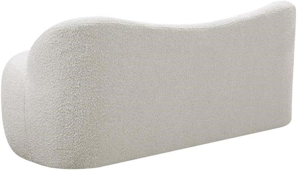 Meridian Furniture 119Cream Flair Collection Modern | Contemporary Boucle Fabric Upholstered Bench with Curved Back Design, Cream, 62" W x 23" D x 24" H