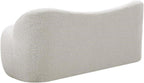 Meridian Furniture 119Cream Flair Collection Modern | Contemporary Boucle Fabric Upholstered Bench with Curved Back Design, Cream, 62" W x 23" D x 24" H