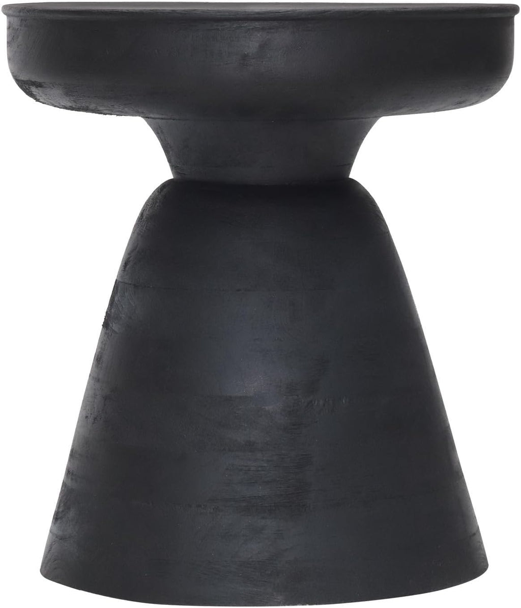 HomeStock Mango Wood Side Table - Modern Accent Stool - Black Finish Furniture