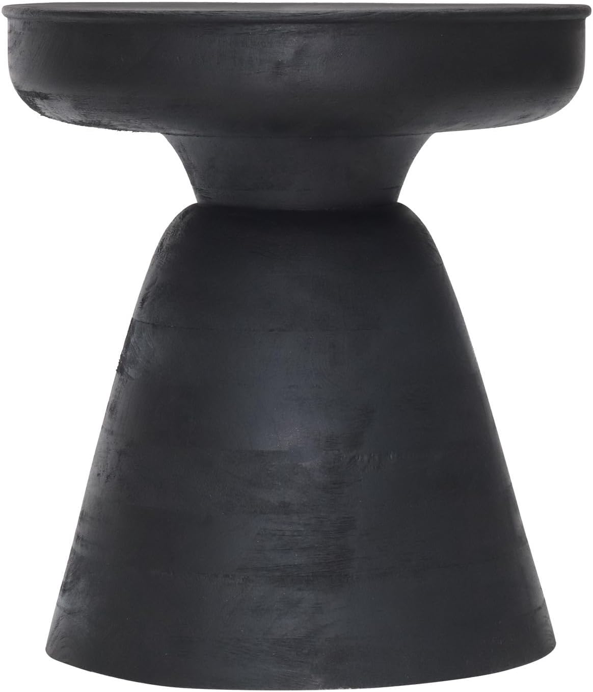 HomeStock Mango Wood Side Table - Modern Accent Stool - Black Finish Furniture