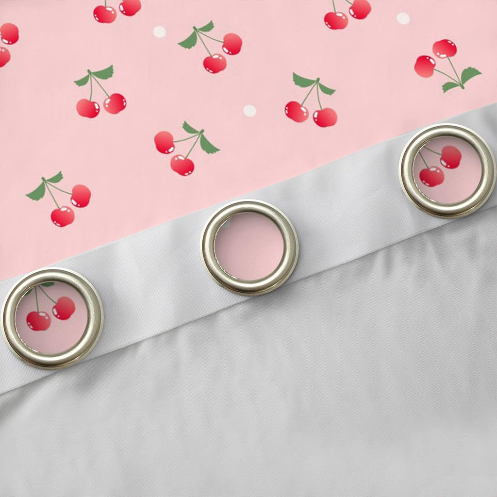 Feelyou Girls Cherry Curtains Cute Fruit Toddler Window Curtains for Bedroom Living Room Baby Women Pink Kawaii White Dots Decor Window Drapes Lovely Sweet Fresh Window Treatments 38W X 45L,2 Panels