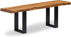 Alaterre Furniture Alpine Live Edge Solid Wood 48" Bench with Metal Legs, Natural