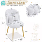 VINGLI Fluffy Girls Vanity Chair with Back & Pillow,Cute Small Cozy Desk Chair No Wheels,Comfy Makeup Ch with Ajustable Gold Legs,for Bedroom,Living Room,Small Space,White