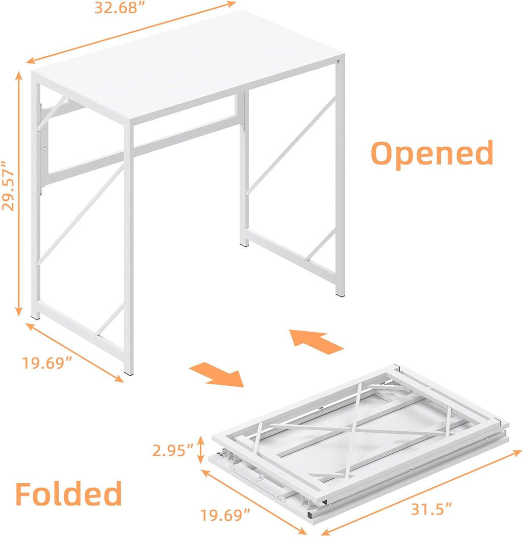 Elephance Folding Desk Writing Computer Desk for Home Office, No-Assembly Study Office Desk Foldable Table for Small Spaces
