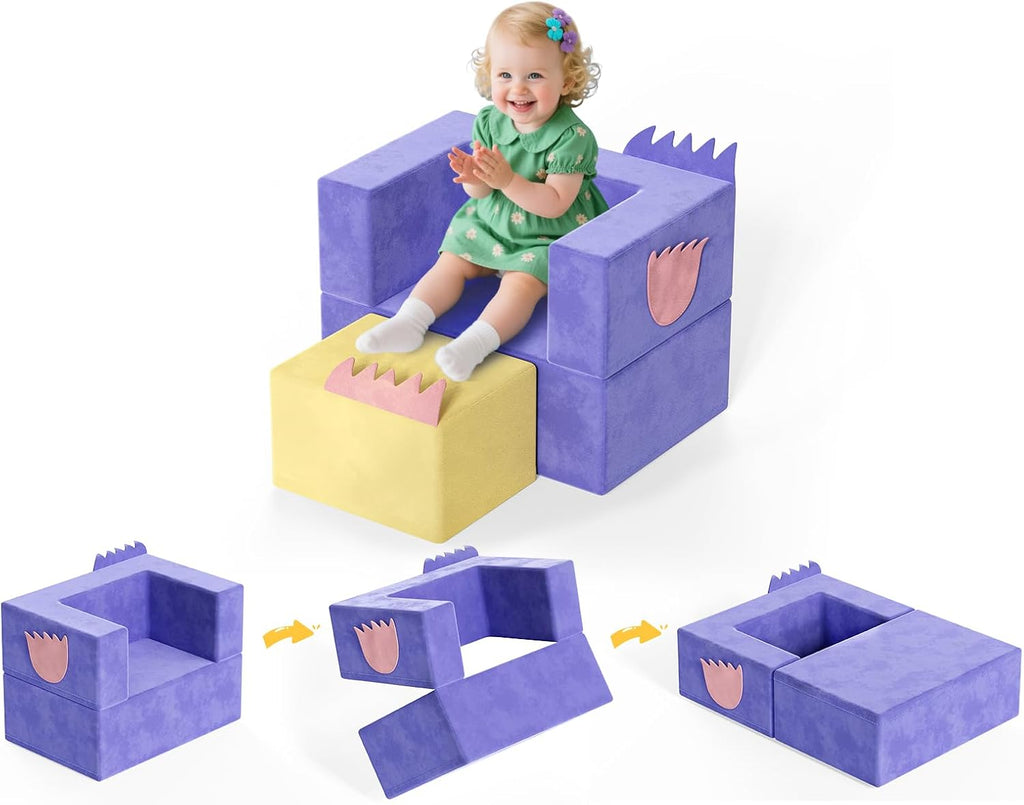 Lischwert Kids Couch, 3-in-1 Modular Kids Play Couch, Child Sofa for Girls Boys, Toddler Sectional Sofa Convertible Foam Toys for Baby Indoor Outdoor